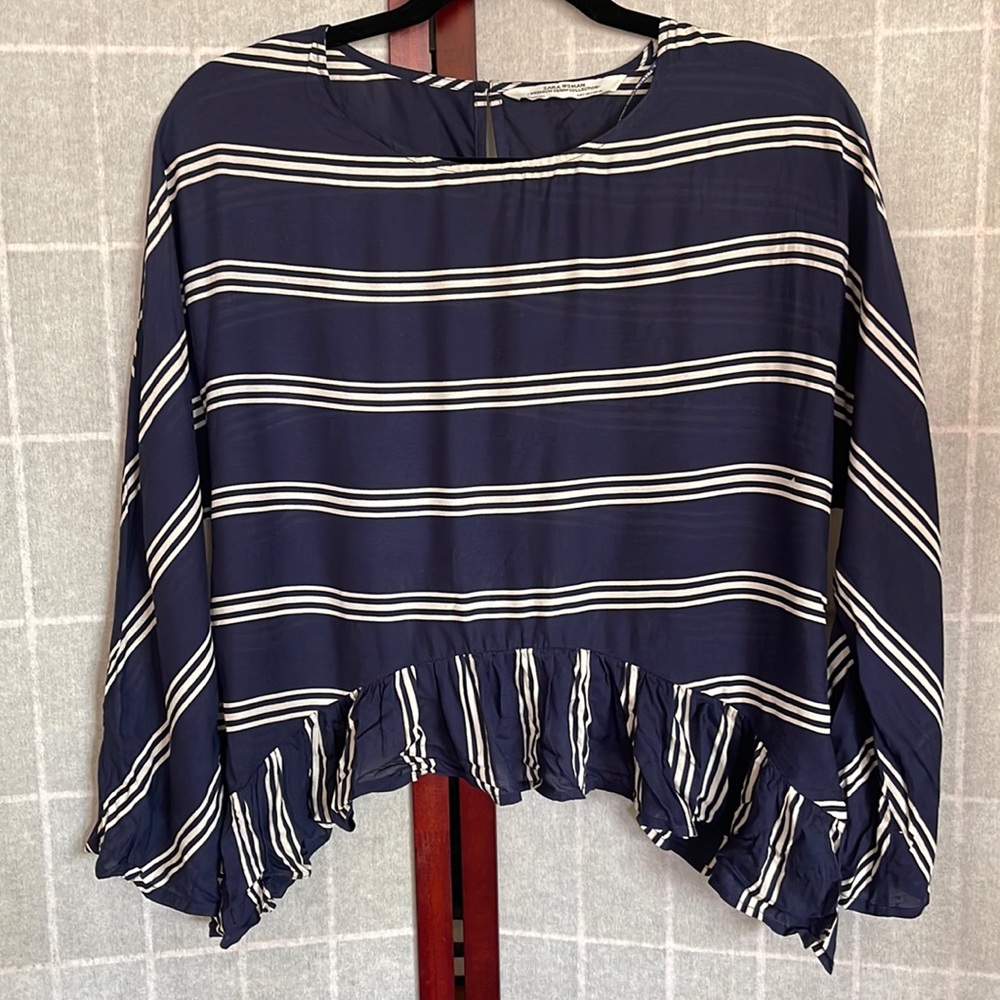 Zara Blue Striped Top